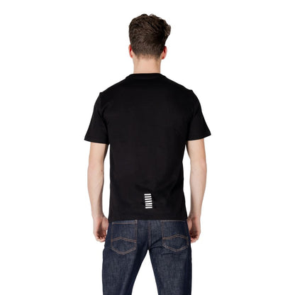 T-shirt bicolore en coton à manches courtes EA7 Emporio Armani