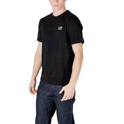 T-shirt bicolore en coton à manches courtes EA7 Emporio Armani