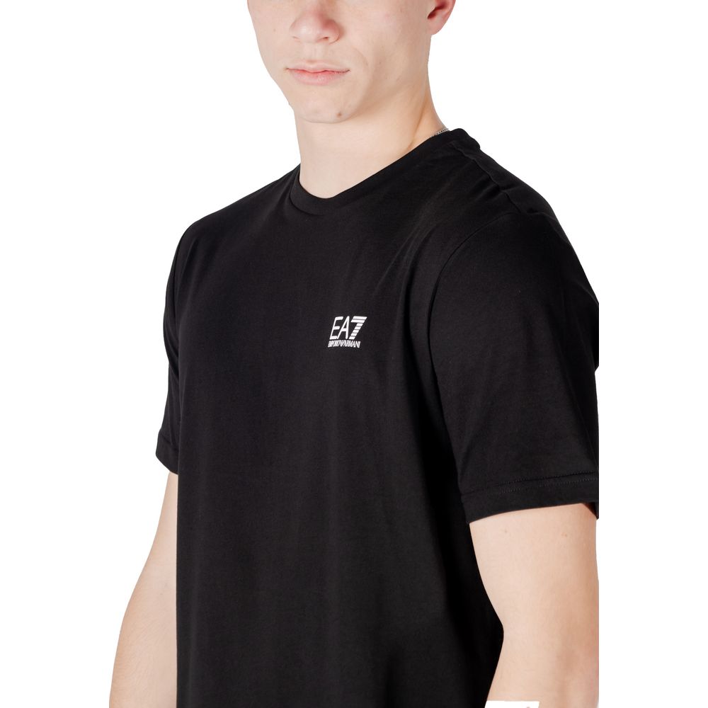 T-shirt bicolore en coton à manches courtes EA7 Emporio Armani