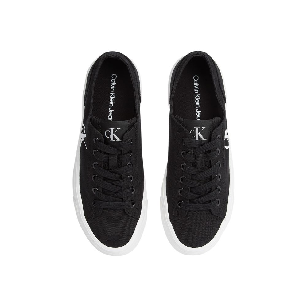 Calvin Klein Jeans Zapatillas De Plataforma En Algodón Reciclado Negro Y Blanco