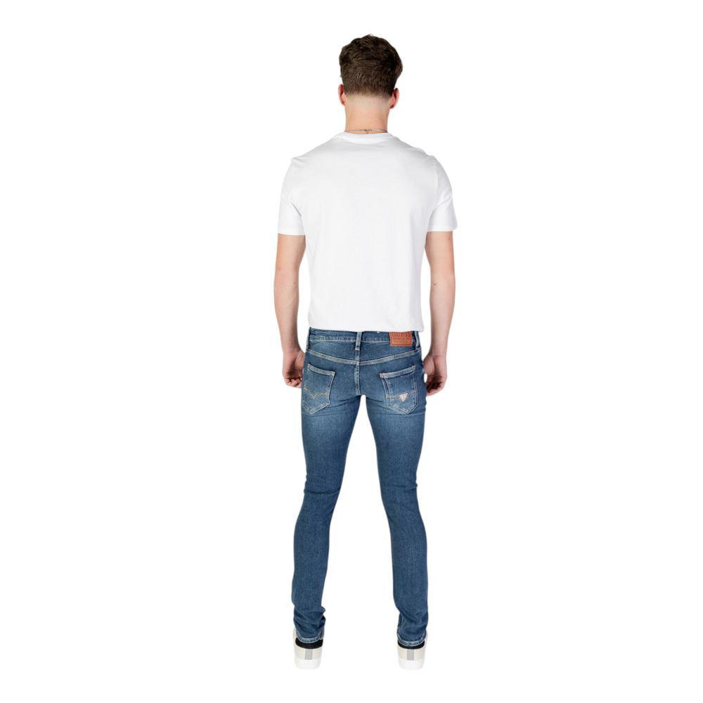 Pantalon skinny en jean de coton bleu Guess
