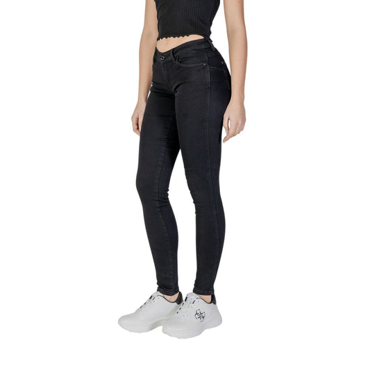 Vaqueros Ajustados De Algodón Negro Para Mujer Guess