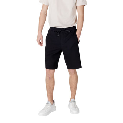 Armani Exchange Pantalones Cortos Bermuda de Algodón Negro