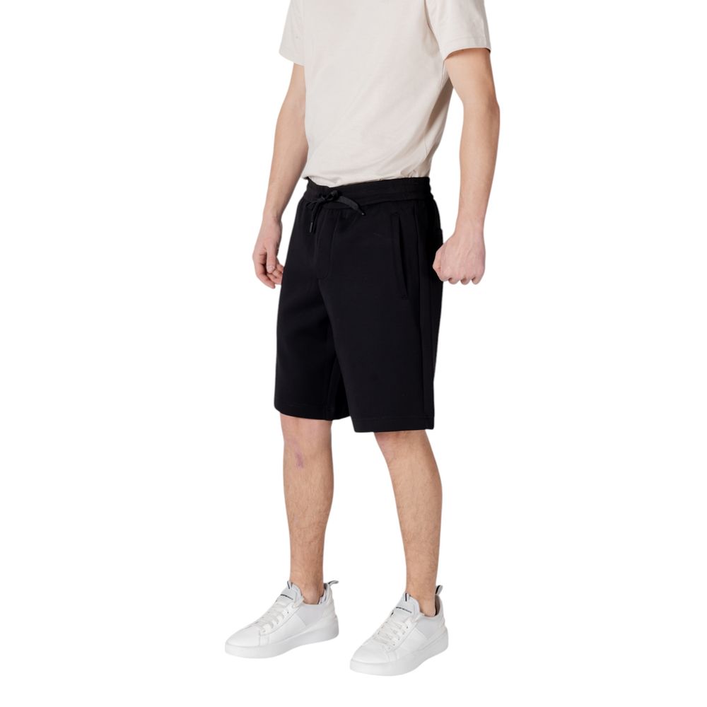 Armani Exchange Pantalones Cortos Bermuda de Algodón Negro