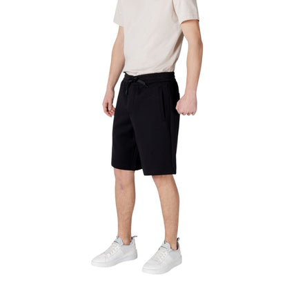 Armani Exchange Pantalones Cortos Bermuda de Algodón Negro