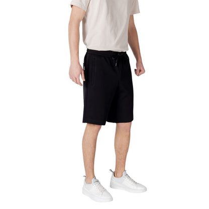 Armani Exchange Pantalones Cortos Bermuda de Algodón Negro
