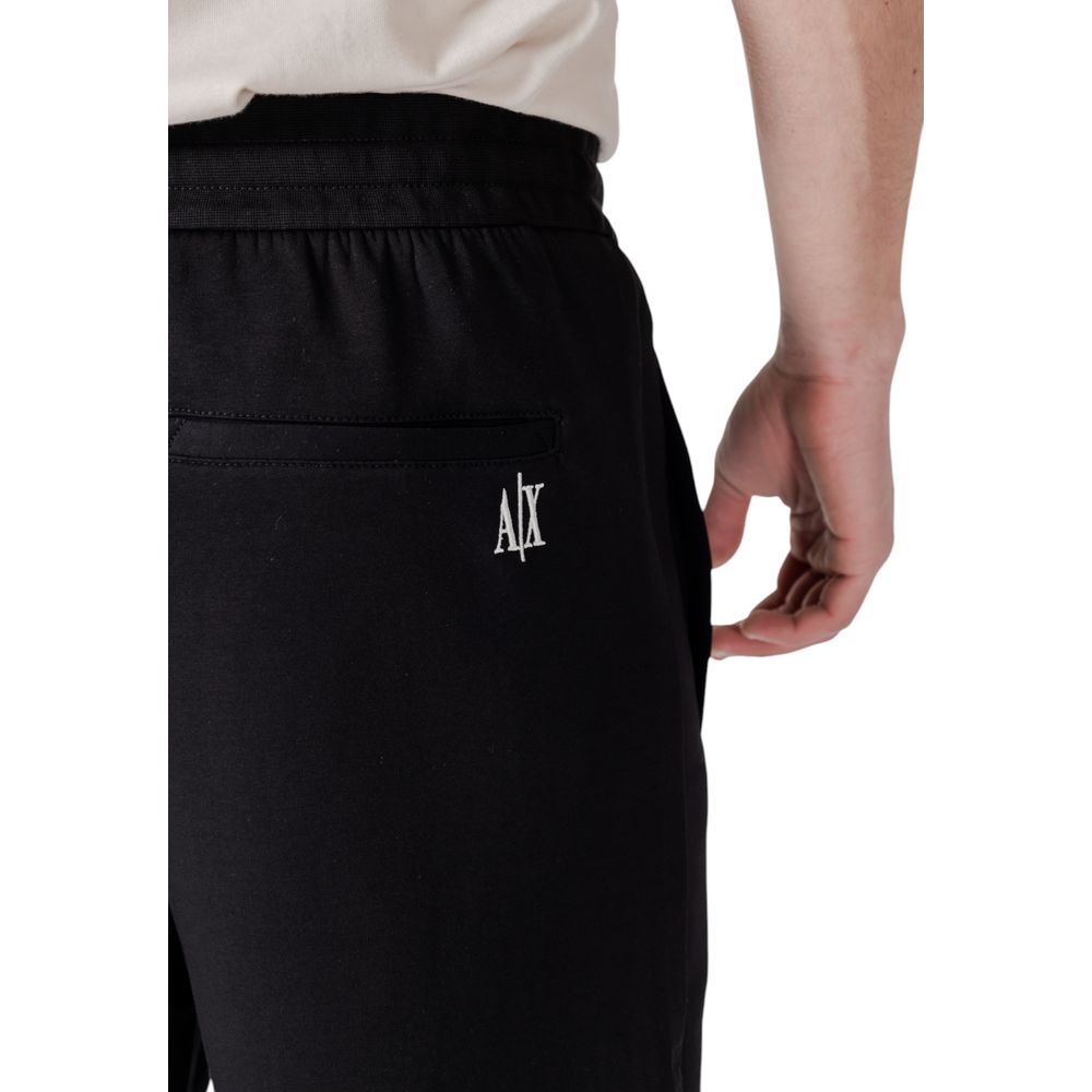 Armani Exchange Pantalones Cortos Bermuda de Algodón Negro