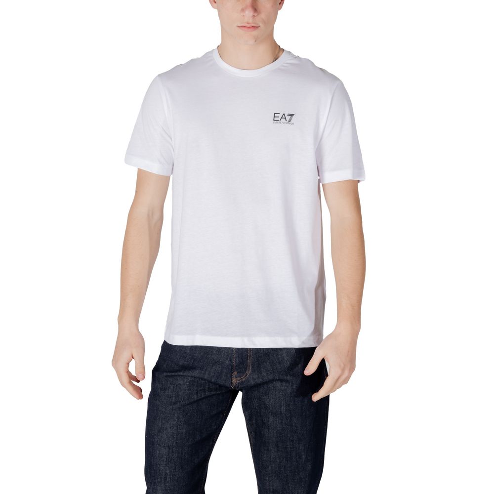 EA7 Emporio Armani Black and White Cotton Sports T-Shirt
