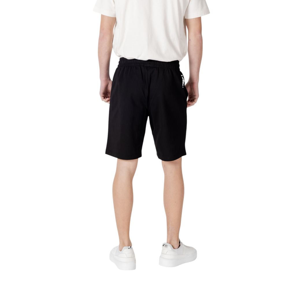 EA7 Emporio Armani Black Cotton Bermuda Sports Shorts