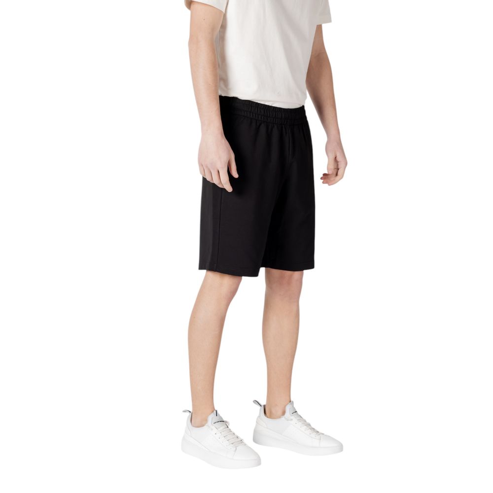 EA7 Emporio Armani Black Cotton Bermuda Sports Shorts