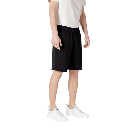 EA7 Emporio Armani Black Cotton Bermuda Sports Shorts