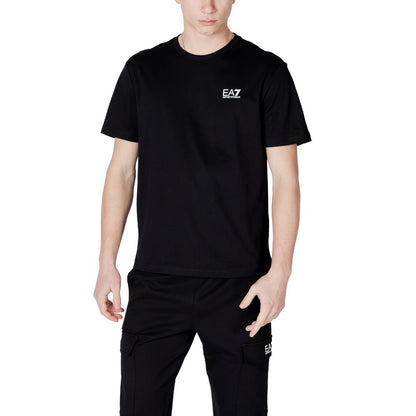 EA7 Emporio Armani Black and White Cotton Sport T-Shirt