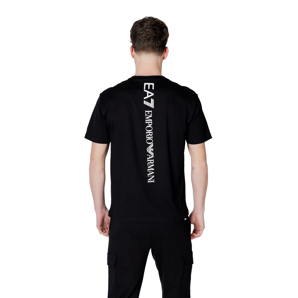 EA7 Emporio Armani Black and White Cotton Sport T-Shirt