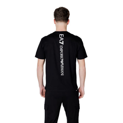EA7 Emporio Armani Black and White Cotton Sport T-Shirt