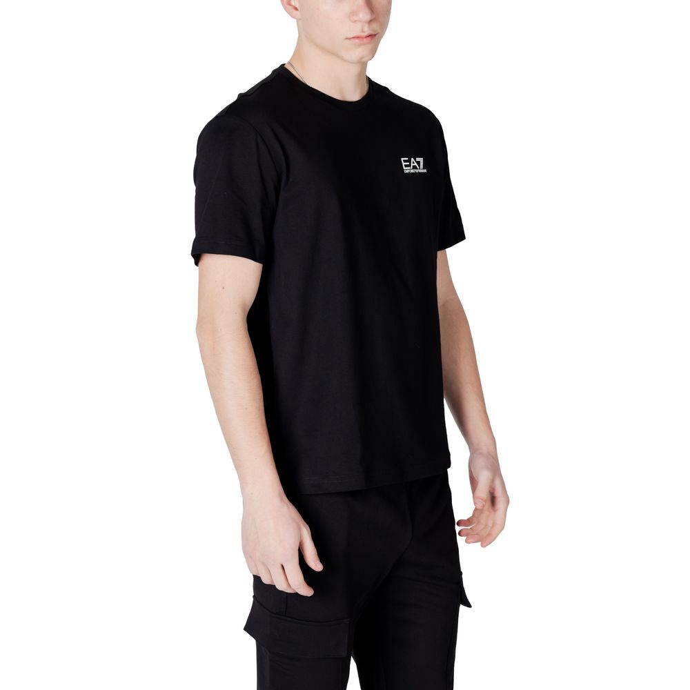 EA7 Emporio Armani Black and White Cotton Sport T-Shirt