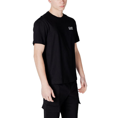 EA7 Emporio Armani Black and White Cotton Sport T-Shirt