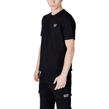 EA7 Emporio Armani Black and White Cotton Sport T-Shirt