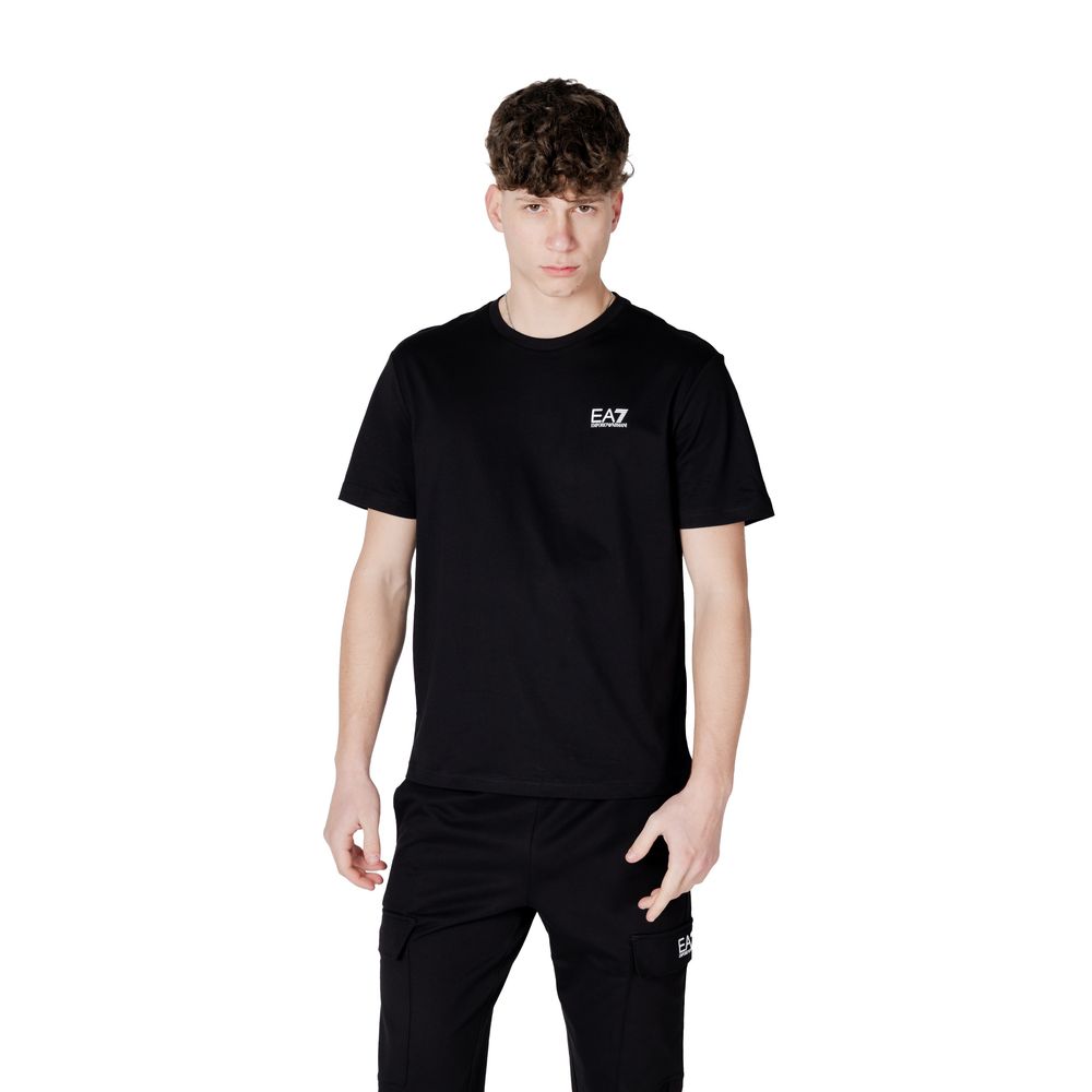 EA7 Emporio Armani Black and White Cotton Sport T-Shirt