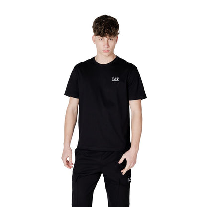 EA7 Emporio Armani Black and White Cotton Sport T-Shirt