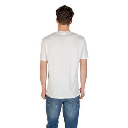 Camiseta De Algodón Crema Manga Corta Armani Exchange
