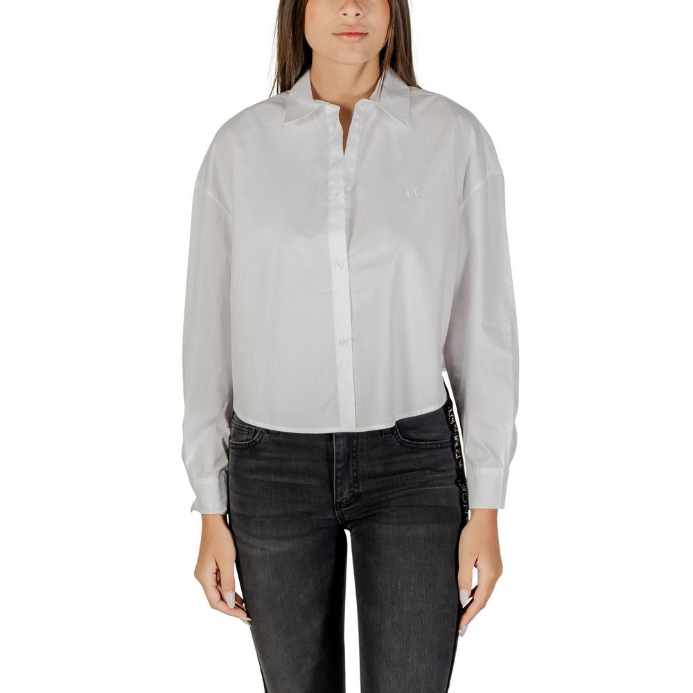Armani Exchange Women's Long Sleeve Cotton Blouse White