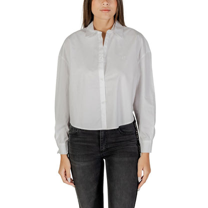 Armani Exchange Women's Long Sleeve Cotton Blouse White