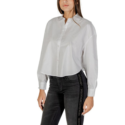 Armani Exchange Women's Long Sleeve Cotton Blouse White