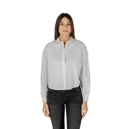 Armani Exchange Women's Long Sleeve Cotton Blouse White