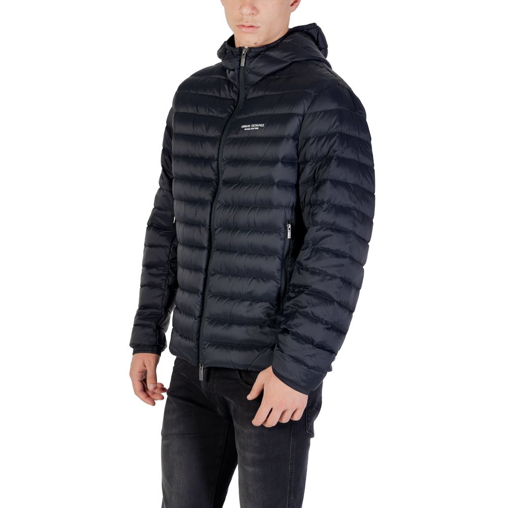 Armani Exchange Shell Jacket Blue Polyamide With Thermal Insulation