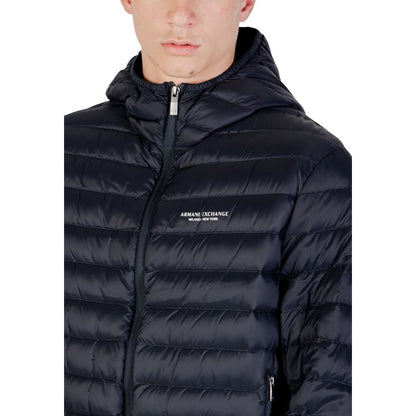 Armani Exchange Shell Jacket Blue Polyamide With Thermal Insulation