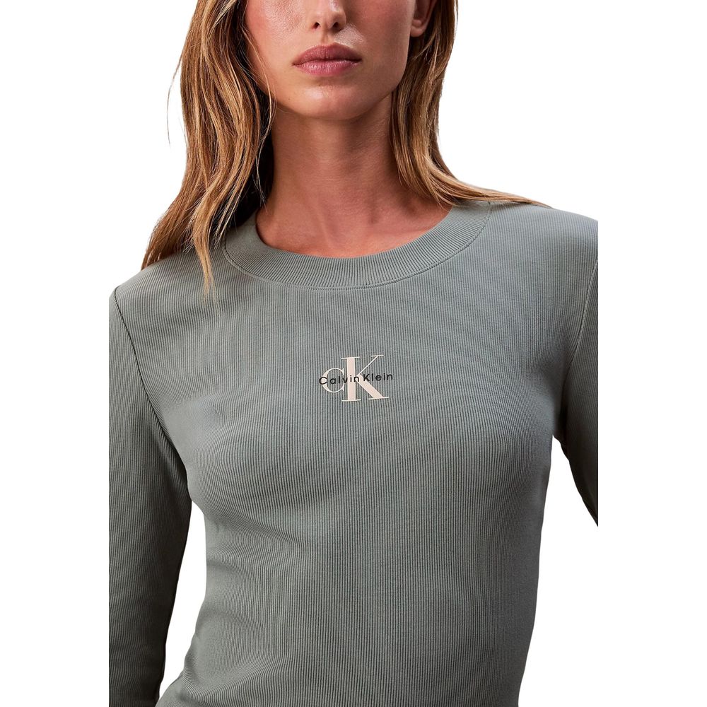Camiseta De Manga Larga De Algodón Bicolor Calvin Klein Jeans