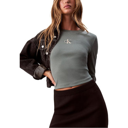 Camiseta De Manga Larga De Algodón Bicolor Calvin Klein Jeans