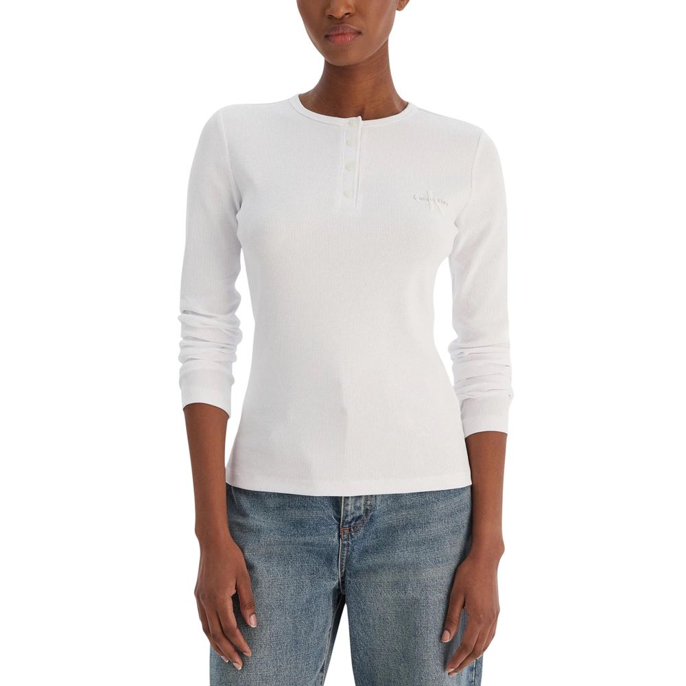 Camiseta Manga Larga Calvin Klein Jeans Blanca De Algodón