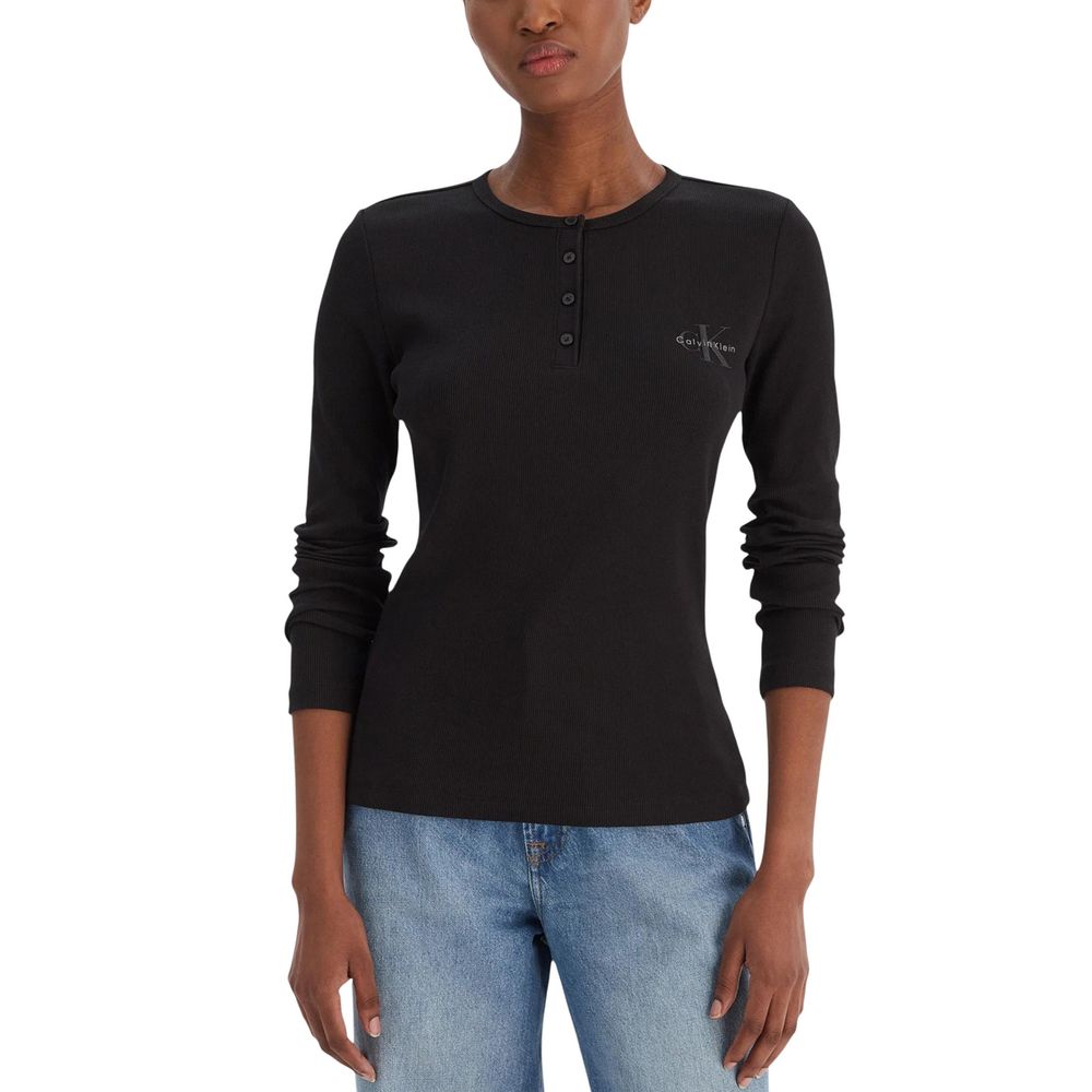 Camiseta Manga Larga Calvin Klein Jeans De Algodón Negra