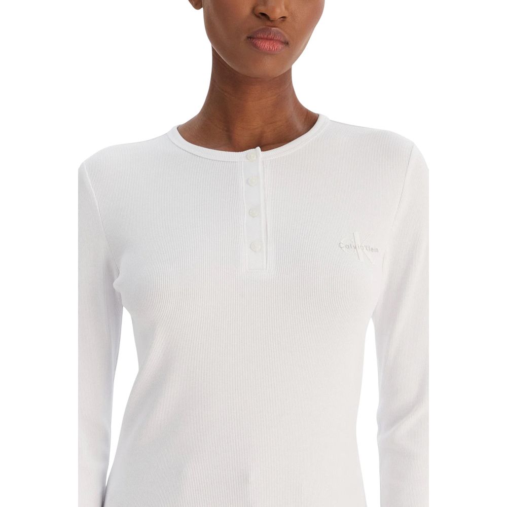 Camiseta Manga Larga Calvin Klein Jeans Blanca De Algodón