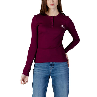 Calvin Klein Jeans Burgundy Cotton Long Sleeve T-Shirt