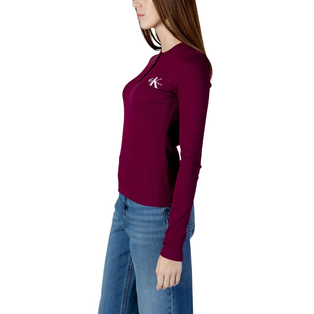 Calvin Klein Jeans Burgundy Cotton Long Sleeve T-Shirt