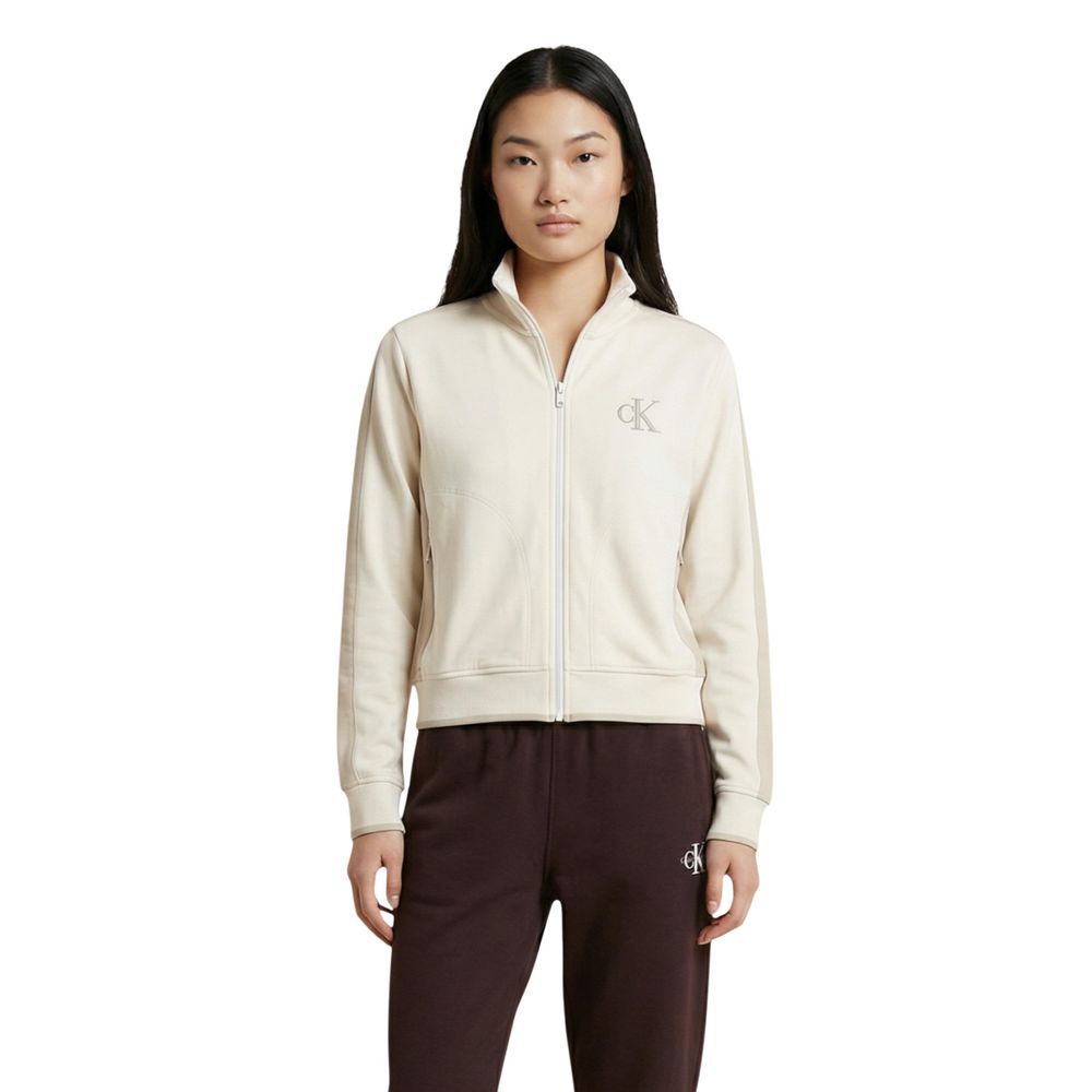 Beige Cotton Calvin Klein Jeans Clean Finish Sweatshirt