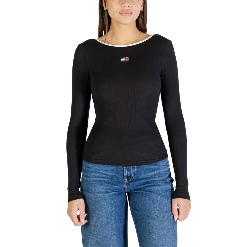 Tommy Hilfiger Jeans Camiseta Manga Larga Negra De Algodón Reciclado