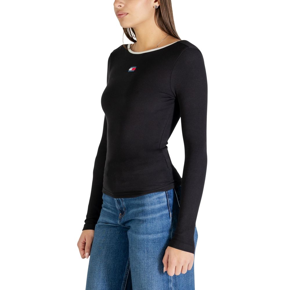 Tommy Hilfiger Jeans Camiseta Manga Larga Negra De Algodón Reciclado