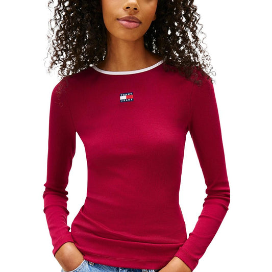 Jersey Manga Larga Tommy Hilfiger Jeans Bordeaux Algodón Reciclado