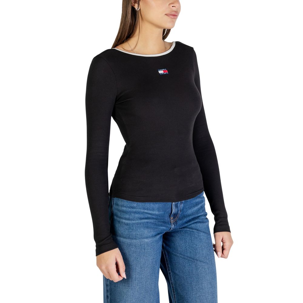 Tommy Hilfiger Jeans Camiseta Manga Larga Negra De Algodón Reciclado
