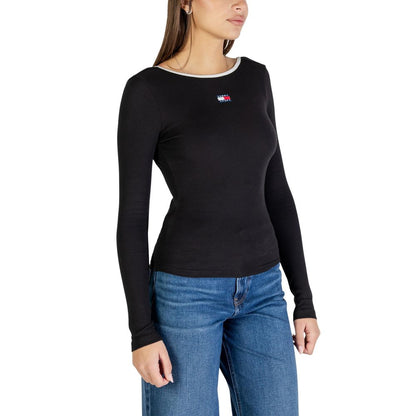 Tommy Hilfiger Jeans Camiseta Manga Larga Negra De Algodón Reciclado