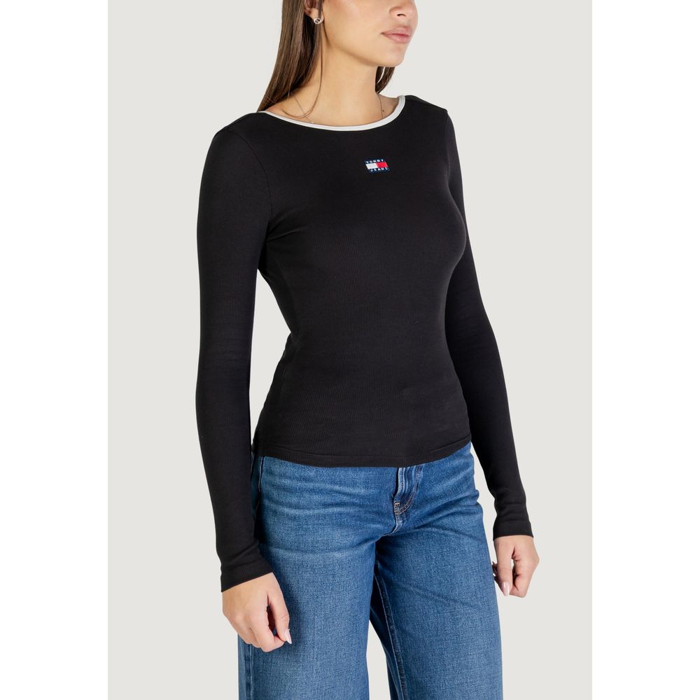 Tommy Hilfiger Jeans Camiseta Manga Larga Negra De Algodón Reciclado