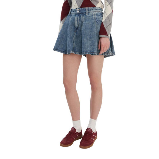 Falda Mini De Algodón Reciclado Azul Tommy Hilfiger Jeans