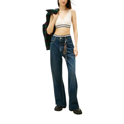 Tommy Hilfiger Jeans - Top De Lana Y Punto Acanalado En Crema