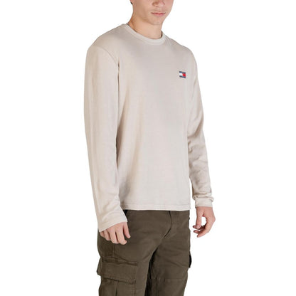 Tommy Hilfiger Jeans Recycled Cotton Long Sleeve T-Shirt Beige