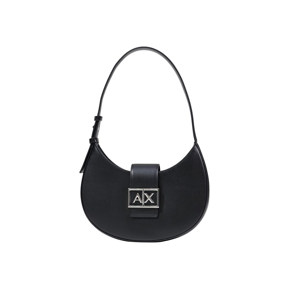 Armani Exchange Bolso De Hombro Poliéster Negro Cierre Solapa