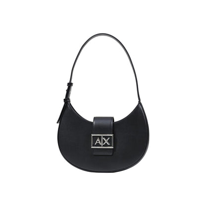 Armani Exchange Bolso De Hombro Poliéster Negro Cierre Solapa