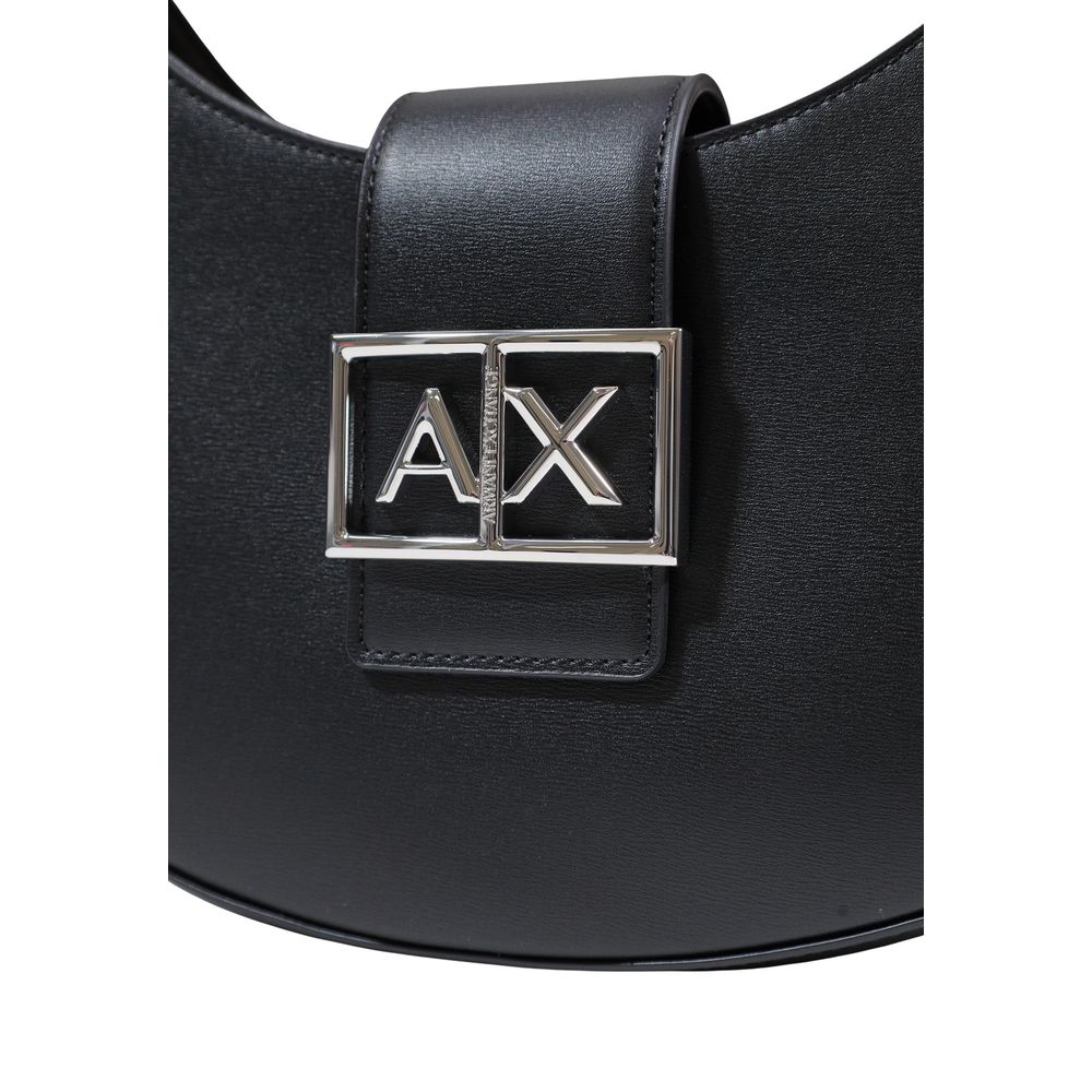 Armani Exchange Bolso De Hombro Poliéster Negro Cierre Solapa